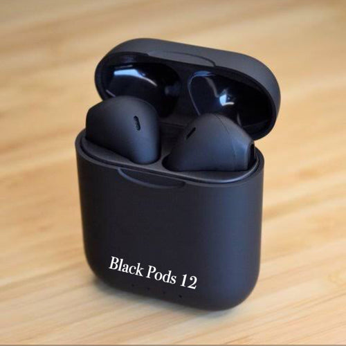 Airpods TWS 12 black Mini Bluetooth Wireless Headset With Charging Doc For Android & all Phones Wireless Earbuds with Noise Cancelling Microphone wireless earphones